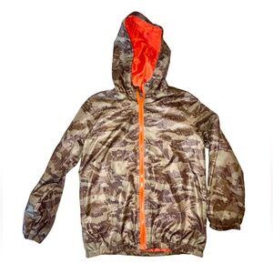 Boys Camo Zip-up Hooded Windbreaker Jacket Size 8